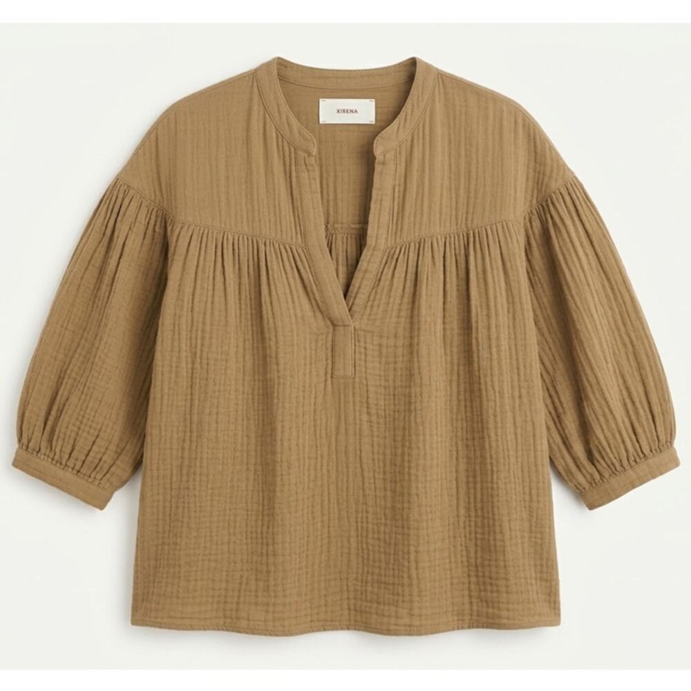 Xirena Clem Cotton Gauze Top Fernwood Size S Popover Boho GUC | Retail $186 - Picture 2 of 7